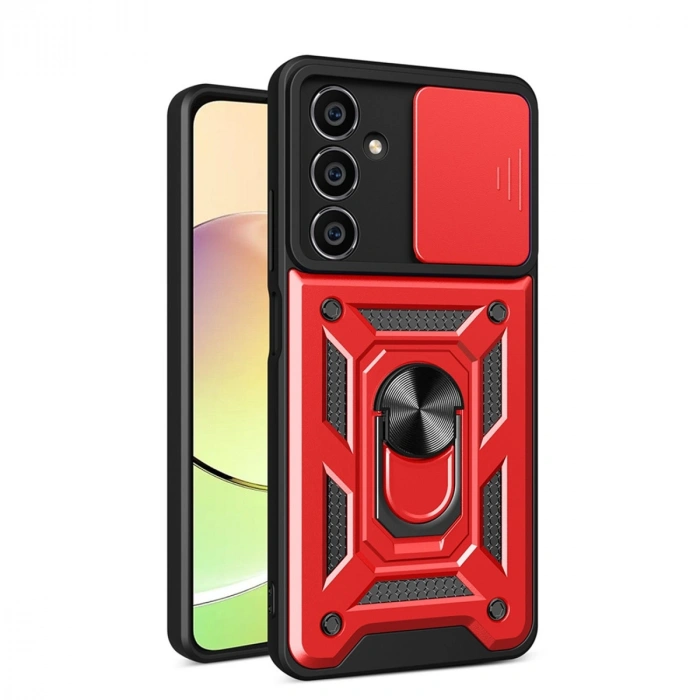 Samsung Galaxy A05s Kılıf Pars Lens Yüzüklü Silikon - Kırmızı