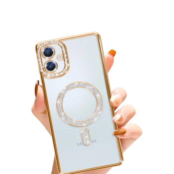 Samsung Galaxy A06 Joke Simli Magneticsafe Kılıf - Gold