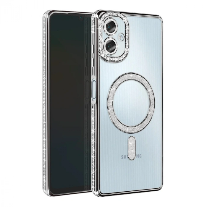 Samsung Galaxy A06 Joke Simli Magneticsafe Kılıf - Gümüş