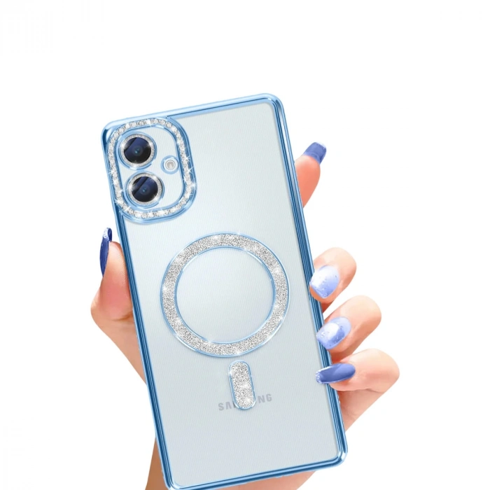 Samsung Galaxy A06 Joke Simli Magneticsafe Kılıf - Mavi