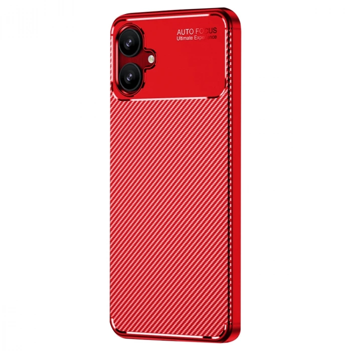 Samsung Galaxy A06 Kılıf Auto Focus Karbon Kapak - Kırmızı