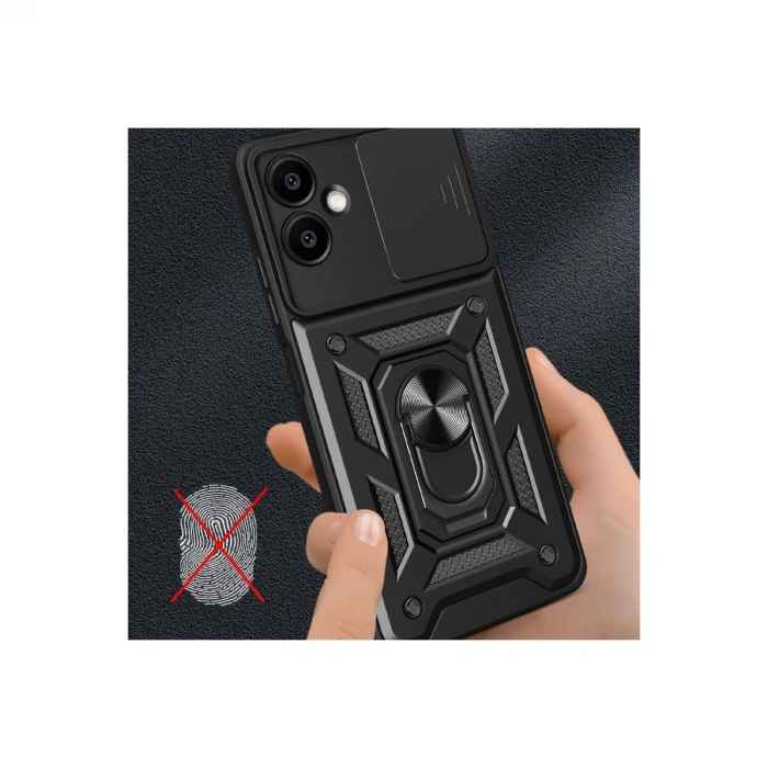 Samsung Galaxy A06 Kılıf Pars Lens Yüzüklü Silikon - Yeşil