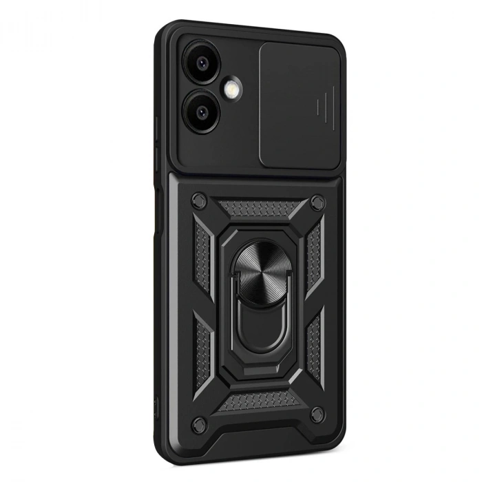 Samsung Galaxy A07 4g Pars Lens Yüzüklü Silikon - Siyah