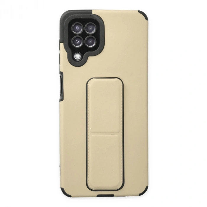 Samsung Galaxy A22 Kılıf Mega Standlı Silikon - Gold