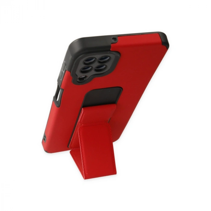 Samsung Galaxy A22 Kılıf Mega Standlı Silikon - Kırmızı