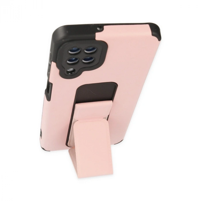 Samsung Galaxy A22 Kılıf Mega Standlı Silikon - Pudra