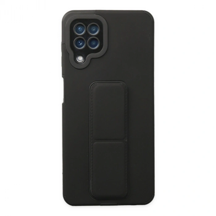 Samsung Galaxy A22 Kılıf Mega Standlı Silikon - Siyah