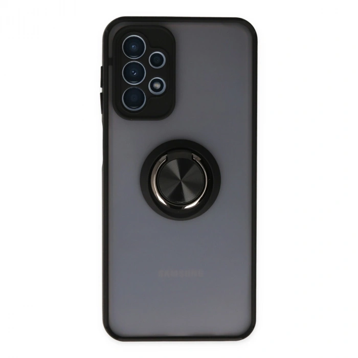 Samsung Galaxy A23 4g Kılıf Montreal Yüzüklü Silikon Kapak - Siyah
