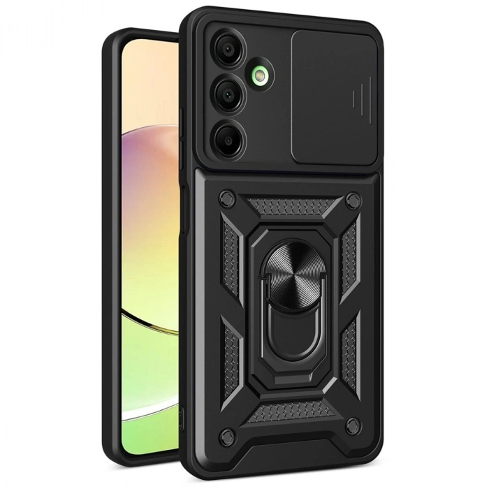Samsung Galaxy A26 Kılıf Pars Lens Yüzüklü Silikon - Siyah