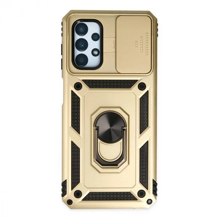 Samsung Galaxy A33 5g Kılıf Pars Lens Yüzüklü Silikon - Gold
