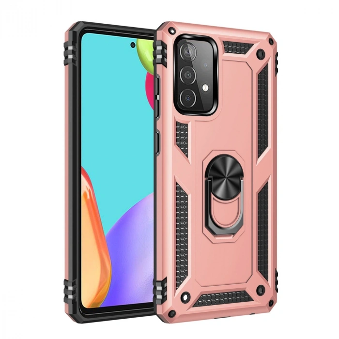 Samsung Galaxy A52 Kılıf Sofya Yüzüklü Silikon Kapak - Rose