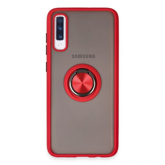 Samsung Galaxy A70 Kılıf Montreal Yüzüklü Silikon Kapak - Kırmızı