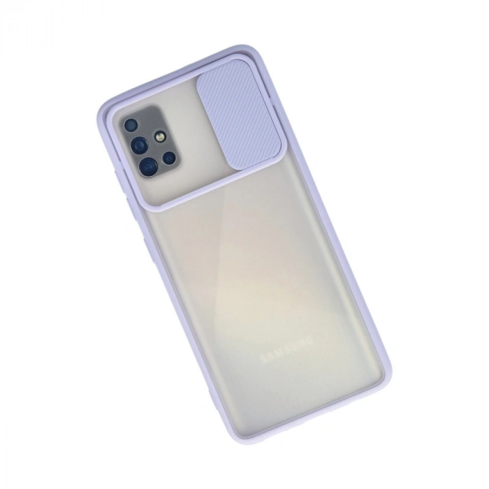 Samsung Galaxy A71 Kılıf Palm Buzlu Kamera Sürgülü Silikon - Lila