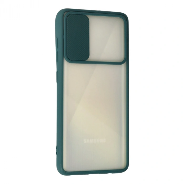 Samsung Galaxy A71 Kılıf Palm Buzlu Kamera Sürgülü Silikon - Yeşil