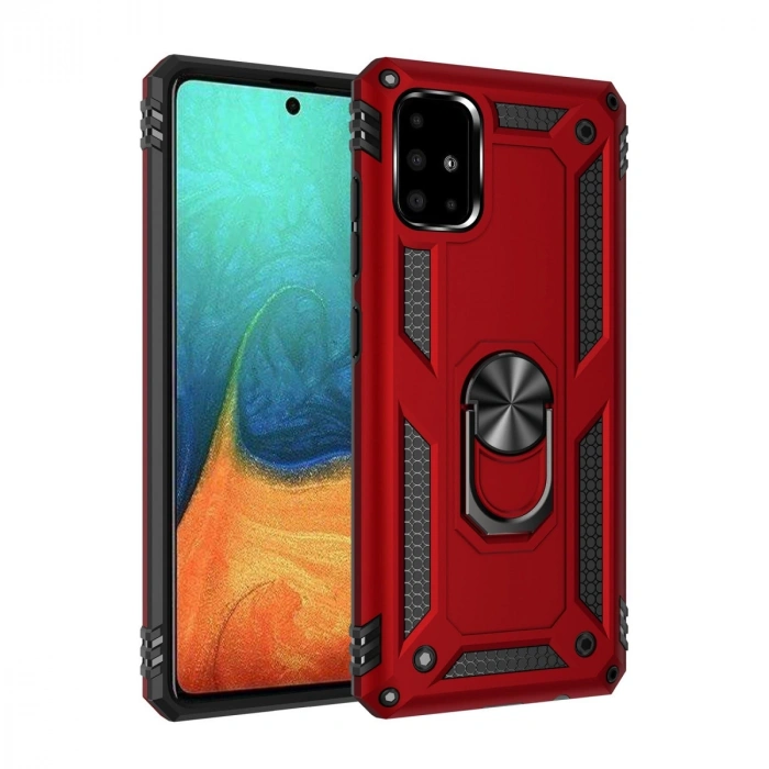 Samsung Galaxy A71 Kılıf Sofya Yüzüklü Silikon Kapak - Kırmızı