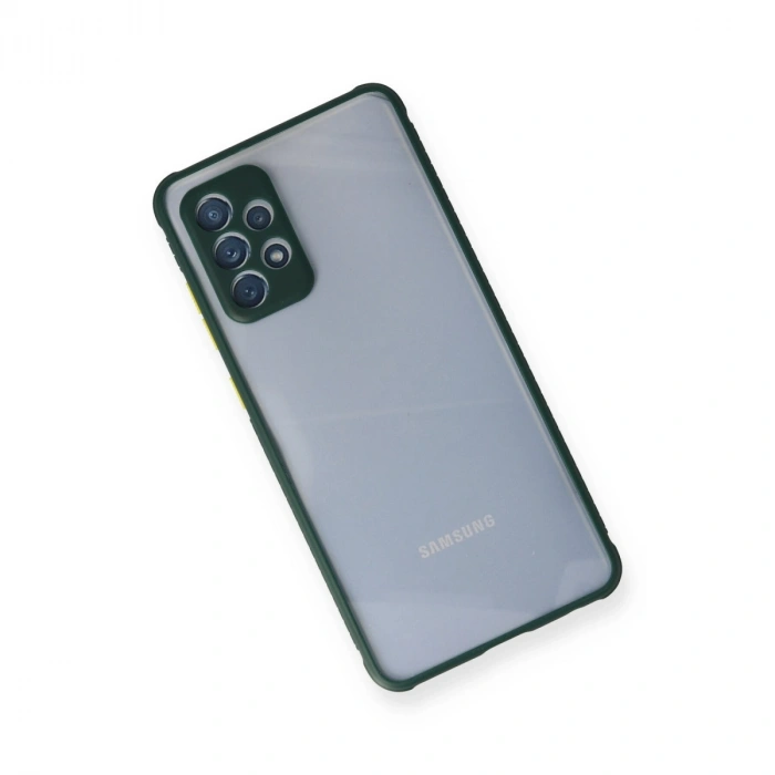 Samsung Galaxy A72 Kılıf Miami Şeffaf Silikon - Koyu Yeşil
