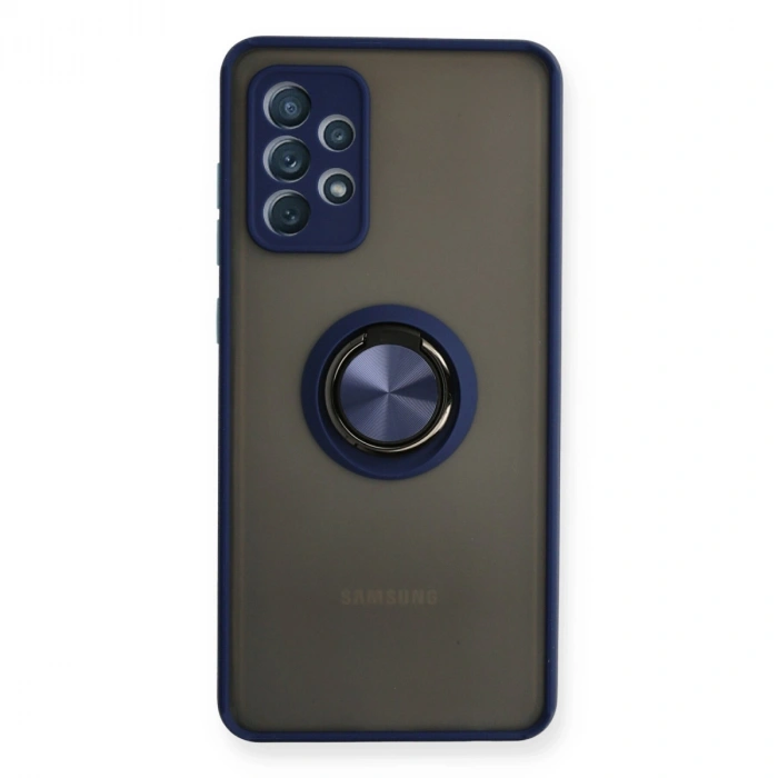Samsung Galaxy A72 Kılıf Montreal Yüzüklü Silikon Kapak - Lacivert