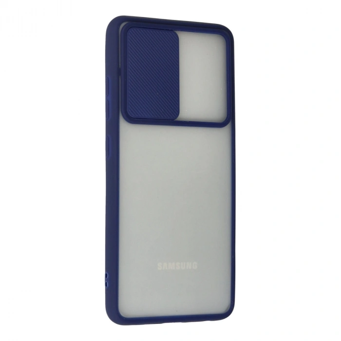 Samsung Galaxy A72 Kılıf Palm Buzlu Kamera Sürgülü Silikon - Lacivert