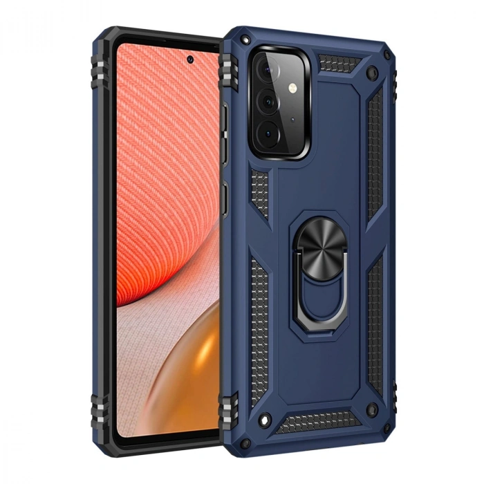 Samsung Galaxy A72 Kılıf Sofya Yüzüklü Silikon Kapak - Lacivert