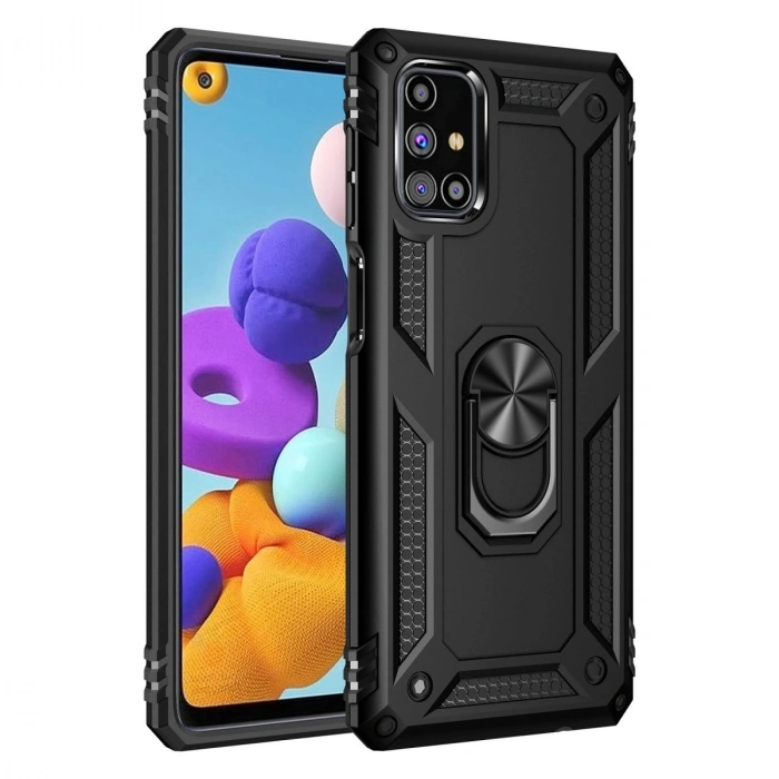Samsung Galaxy M51 Kılıf Sofya Yüzüklü Silikon Kapak - Siyah