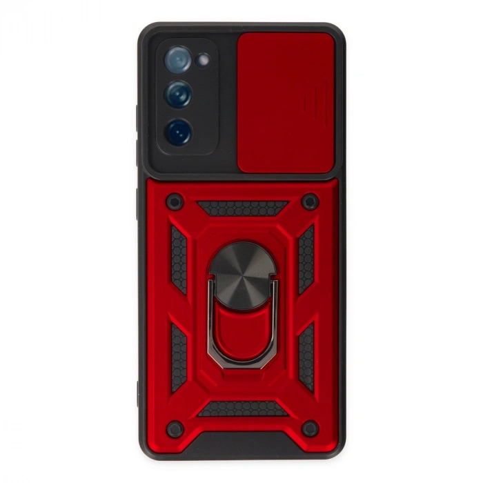 Samsung Galaxy S20 Fe Kılıf Pars Lens Yüzüklü Silikon - Kırmızı