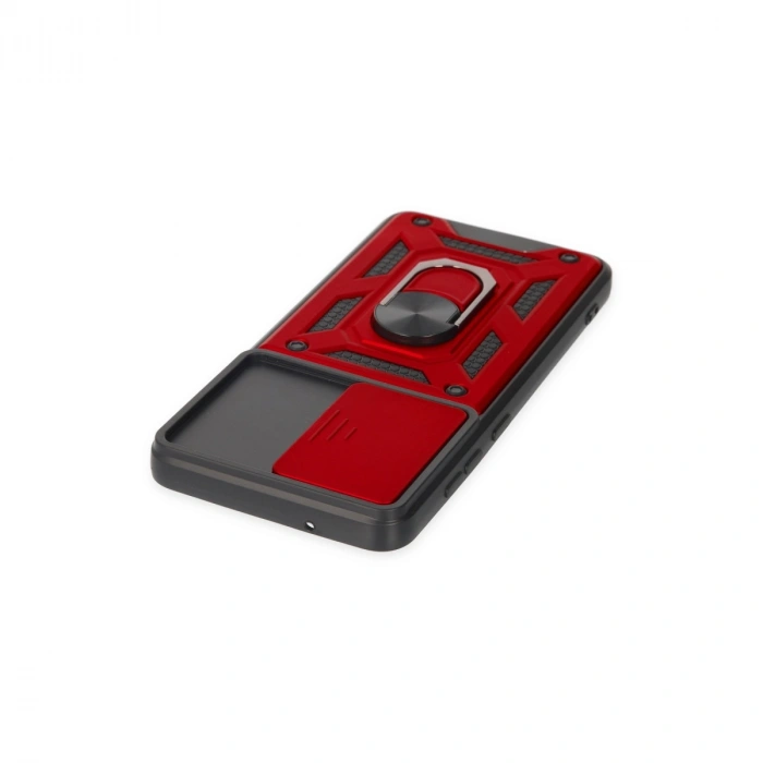 Samsung Galaxy S21 Fe Kılıf Pars Lens Yüzüklü Silikon - Kırmızı