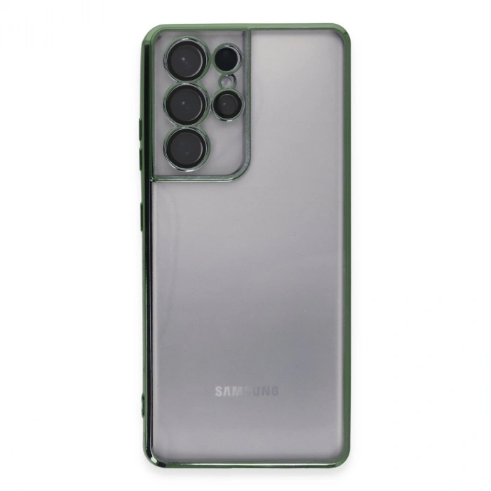Samsung Galaxy S21 Ultra Kılıf Razer Lensli Silikon - Yeşil