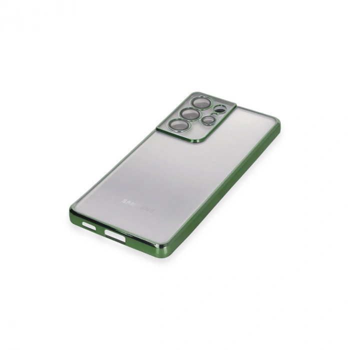 Samsung Galaxy S21 Ultra Kılıf Razer Lensli Silikon - Yeşil