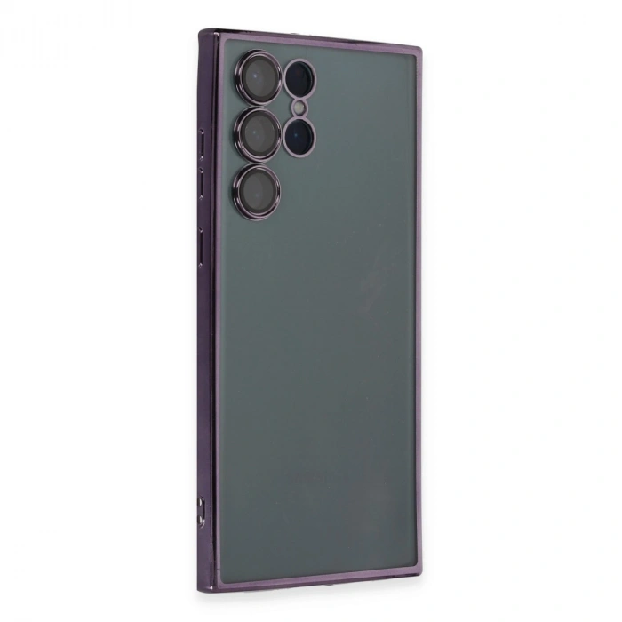 Samsung Galaxy S22 Ultra Kılıf Razer Lensli Silikon - Mor