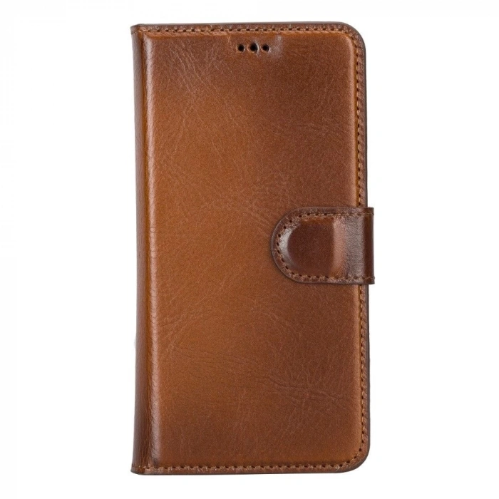 Samsung Galaxy S22 Uyumlu Deri Cüzdanlı Kılıf MWWN RST2EF Taba