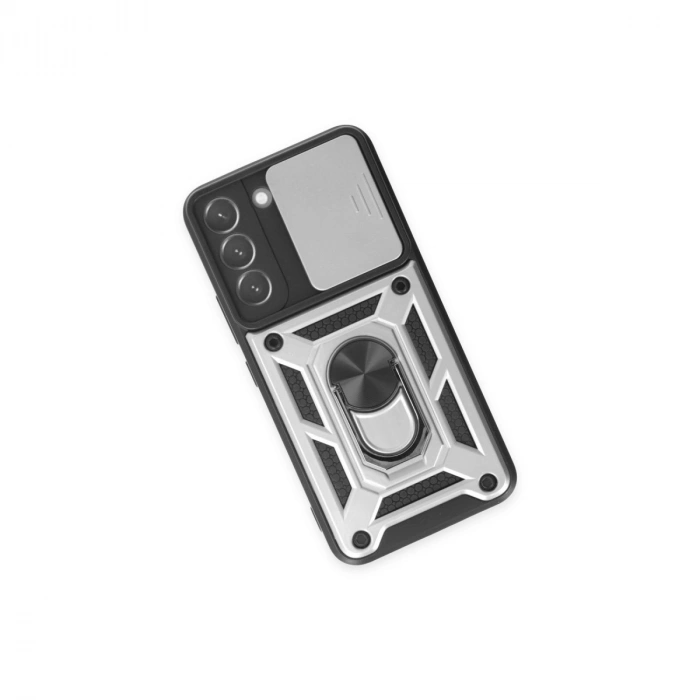 Samsung Galaxy S24 Kılıf Pars Lens Yüzüklü Silikon - Gümüş