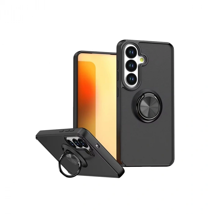 Samsung Galaxy S26 Plus Montreal Yüzüklü Silikon Kapak - Siyah