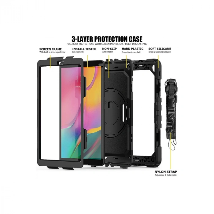 Samsung Galaxy T510 Tab A 10.1 Kılıf Pars Tablet Kapak - Siyah