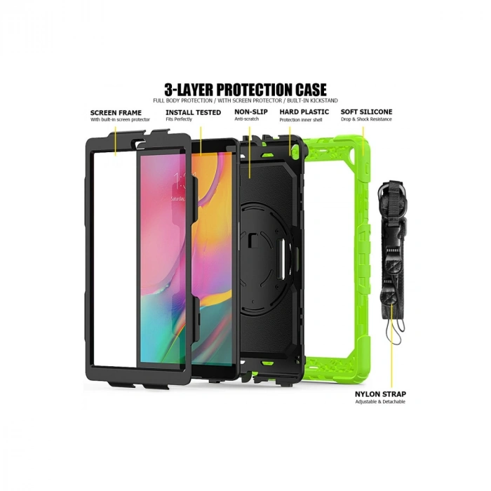 Samsung Galaxy T510 Tab A 10.1 Kılıf Pars Tablet Kapak - Yeşil