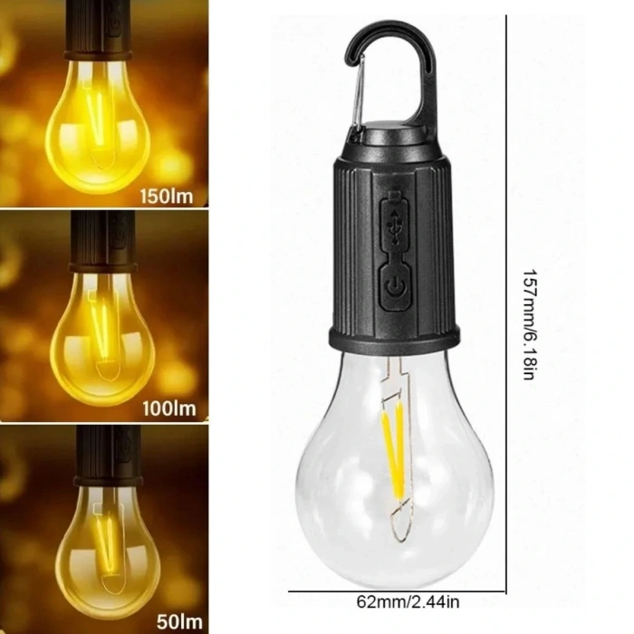 Şarj Olabilen 3 Farklı Mod LED'li Kendiliğinden Asma Kancalı Kamp,Dış Cephe Lambası (5324)