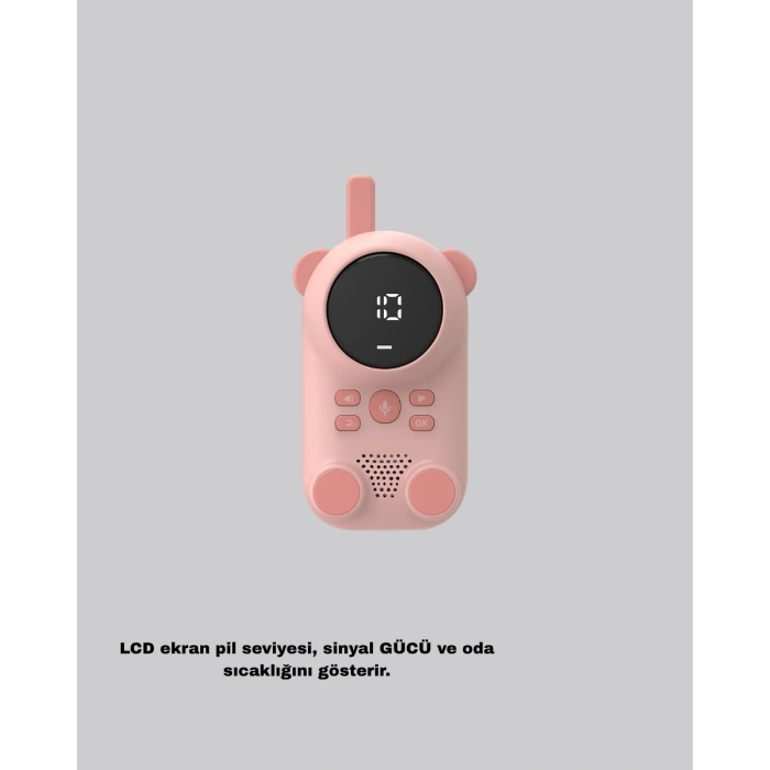 Şarjlı Bebek Telsizi Uzun Mesafe 22 Kanal LCD Ekran VOX Modu 400 mAh