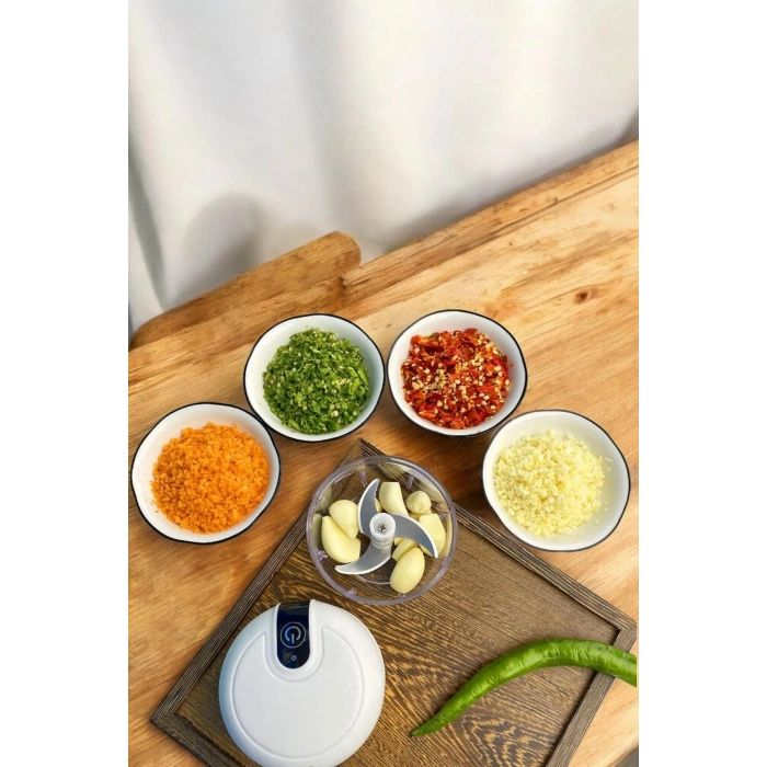Şarjlı Mini El Rondosu Doğrayıcı Taşınabilir 250 ml Çelik Bıçaklı