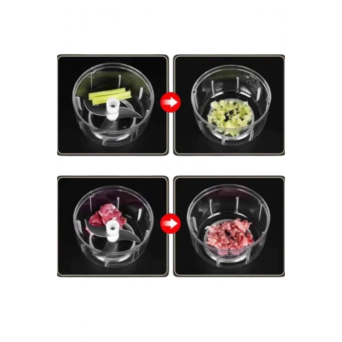 Şarjlı Mini El Rondosu Doğrayıcı Taşınabilir 250 ml Çelik Bıçaklı