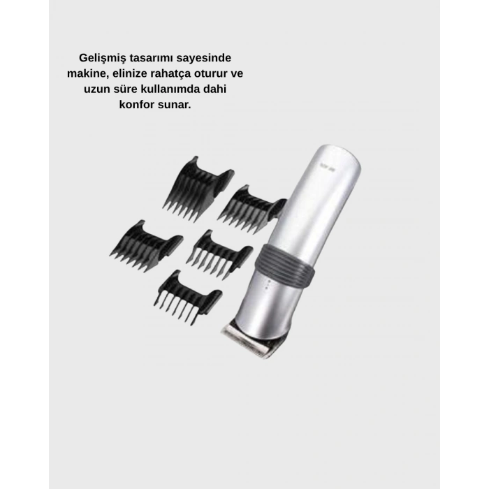 Şarjlı Saç Ve Sakal Kesme Makinesi – Paslanmaz Çelik Bıçak, Ayarlanabilir Başlık
