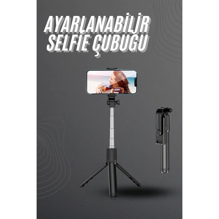 Selfie Çubuğu Tripod Bluetooth Kumandalı Selfie Çubuğu Telefon Tutucu
