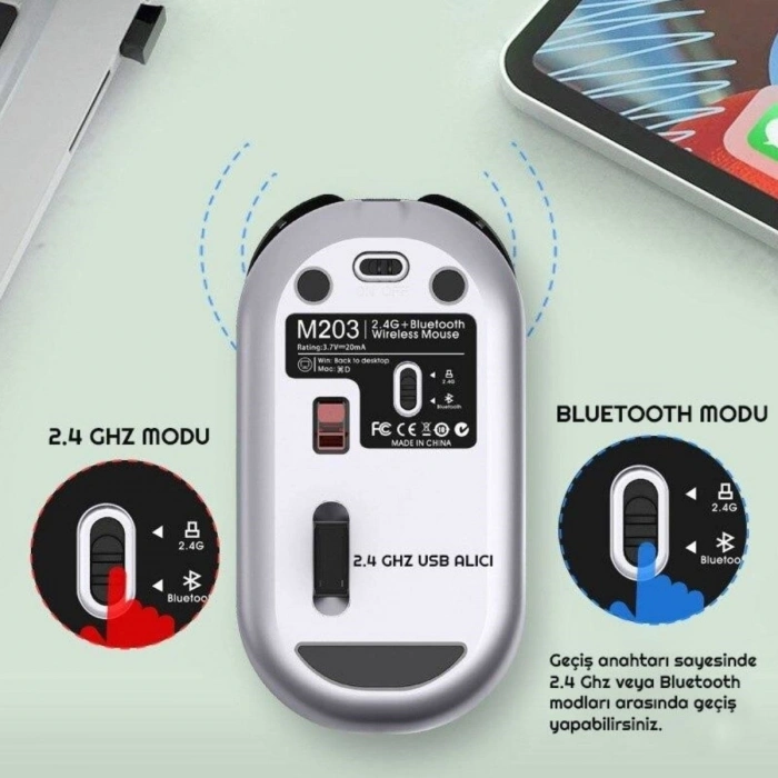 Sessiz Kablosuz Mouse – Wireless Optik Mouse, Sessiz Tıklama, Ergonomik Tasarım (5324)