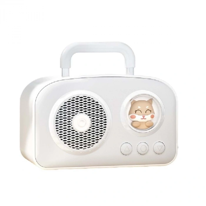 Sevimli Tasarımlı Taşınabilir Radyolu Bluetooth Hoparlör Beyaz