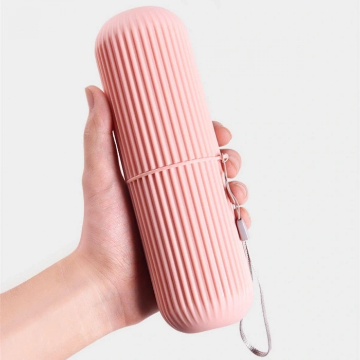 Seyahat Tipi Diş Fırçası Gözlük Makyaj Fırçası İçin Çok Amaçlı Silindir Saklama Kutusu İpli (5324)