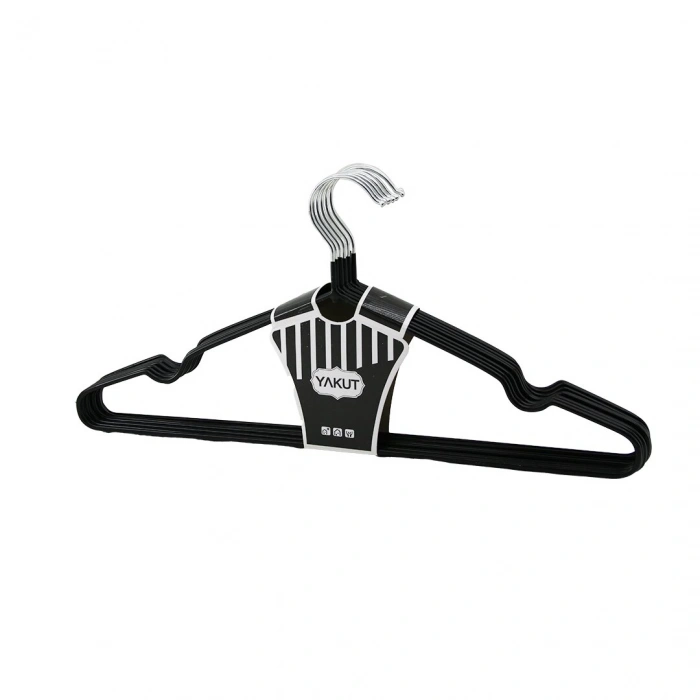 SİYAH 10PCS SİLİKON KAPLAMALI METAL ELBİSE ASKISI (5324)