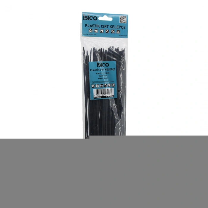 SİYAH   3.6X300MM  PLASTİK CIRT KELEPÇE  100PCS (5324)