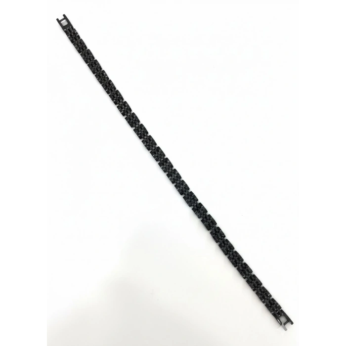 Siyah Çelik  Erkek Çelik Bileklik Boy 21.5 Cm / En 0.6 Mm  - Ebl0077