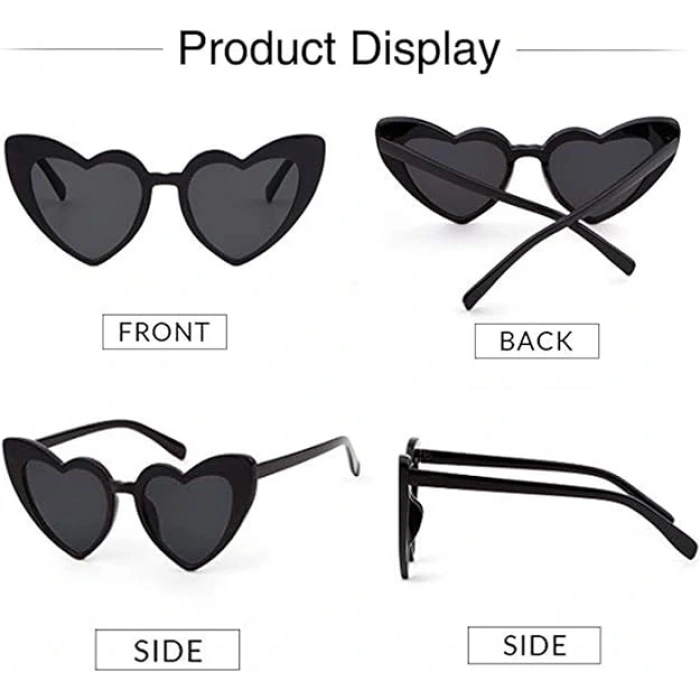Siyah Mevcut Kalp Şekilli Parti Gözlüğü