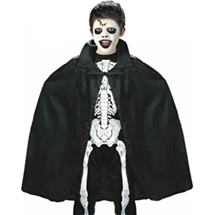 Siyah Mevcut Yakalı Halloween Pelerini 90 cm