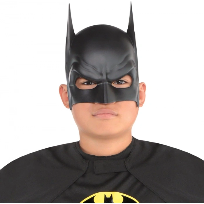 Siyah Renk Çocuk Boy Arkadan Lastikli Batman Maskesi A Kalite  20x14 Cm