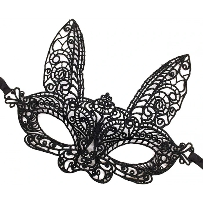 Siyah Renk Dantel Kesim Dantel İşlemeli Balo Parti Maskesi 7 No (5324)